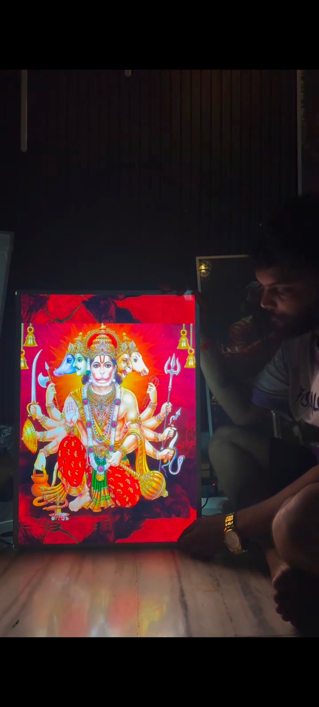 Hanuman ji Premium Acrylic Glow Light Frame