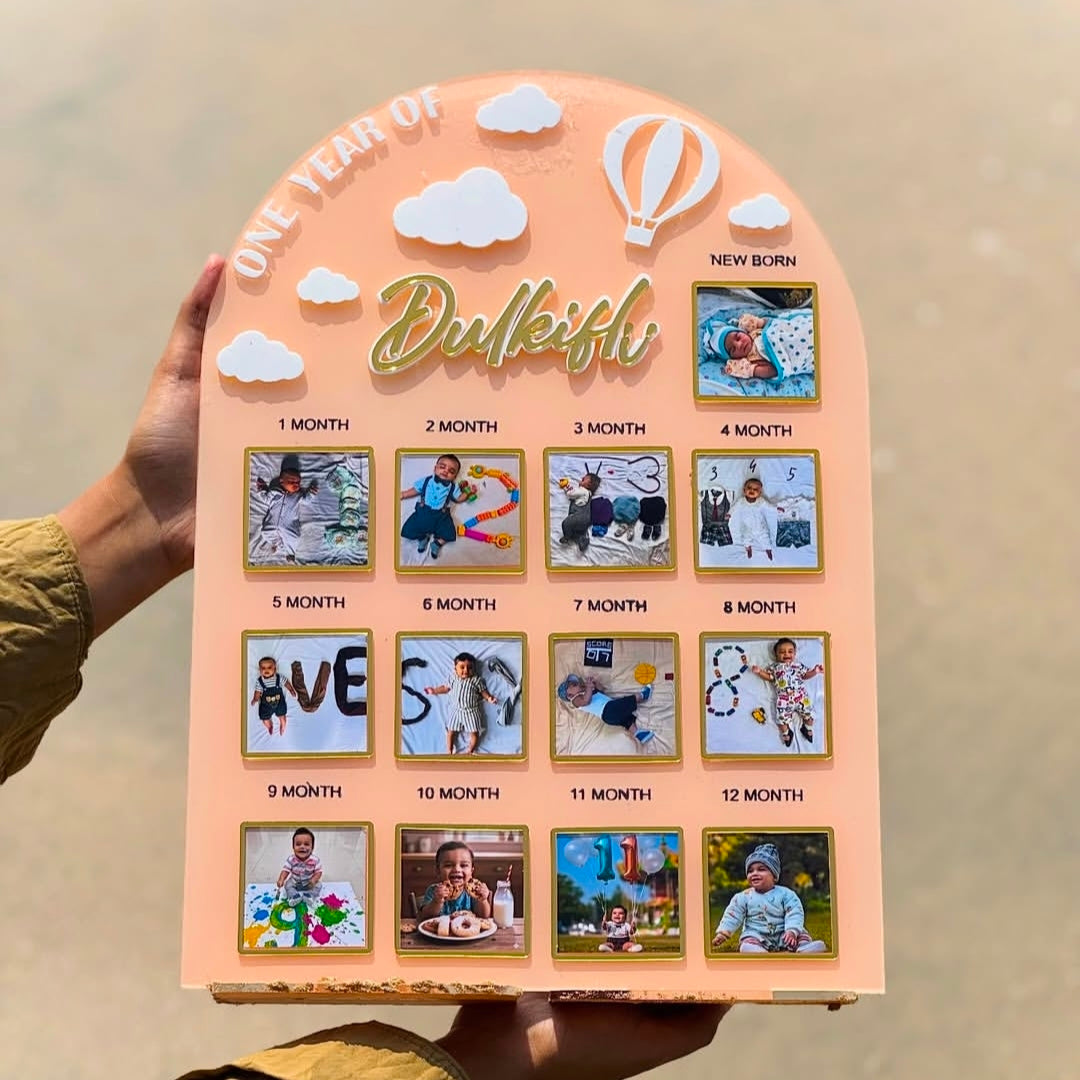 First Year Birthday Party Decorations Baby Photo Frame Nursery Decor Personalized Gift for Boy Girl