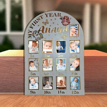 First Year Birthday Party Decorations Baby Photo Frame Nursery Decor Personalized Gift for Boy Girl