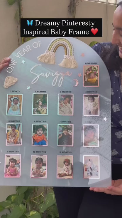 First Year Birthday Party Decorations Baby Photo Frame Nursery Decor Personalized Gift for Boy Girl